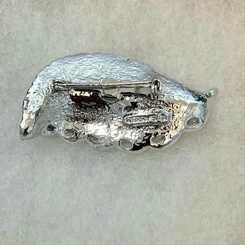 Elegant Gerry's Vintage Silver Leaf Brooch with Intricate Detailing